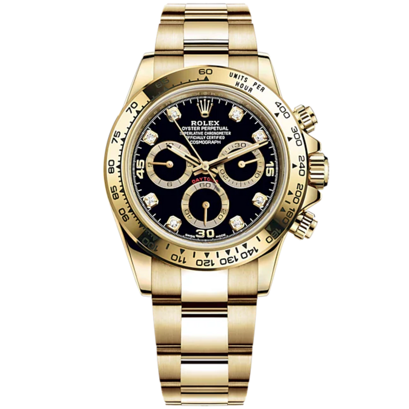 Cosmograph Daytona 40MM Oyster Bracelet Black and Diamond-Set Dial 18 CT Yellow Gold Bezel With Engraved Tachymetric Scale - Rolex