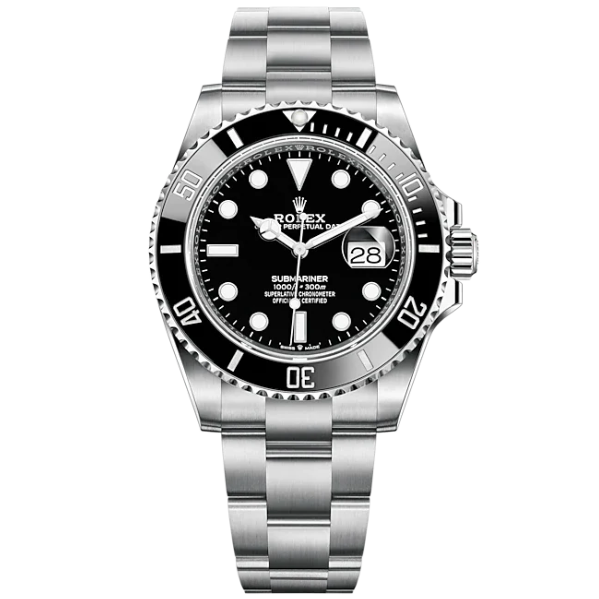 Submariner Date 41mm Oyster Bracelet Oystersteel with Black Dial Cerachrom Unidirectional Rotatable Bezel - Rolex