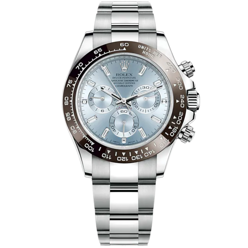 Cosmograph Daytona 40MM Oyster Bracelet Platinum With an Ice-Blue Dial Chestnut Brown Cerachrom Bezel With Tachymetric Scale - Rolex