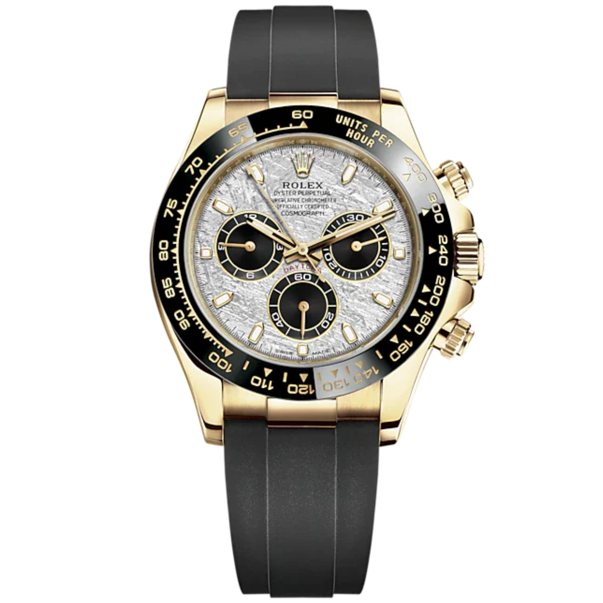 Cosmograph Daytona 40MM Oysterflex Bracelet Meteorite and Black Dial Black Cerachrom Bezel With Tachymetric Scale and Yellow Gold Case - Rolex