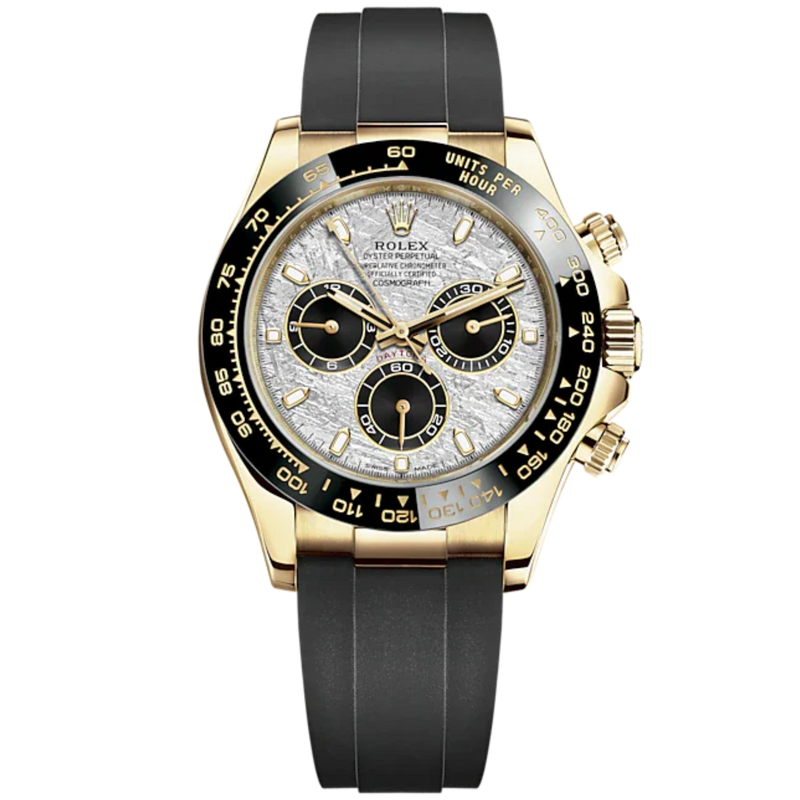 Cosmograph Daytona 40MM Oysterflex Bracelet Meteorite and Black Dial Black Cerachrom Bezel With Tachymetric Scale and Yellow Gold Case - Rolex