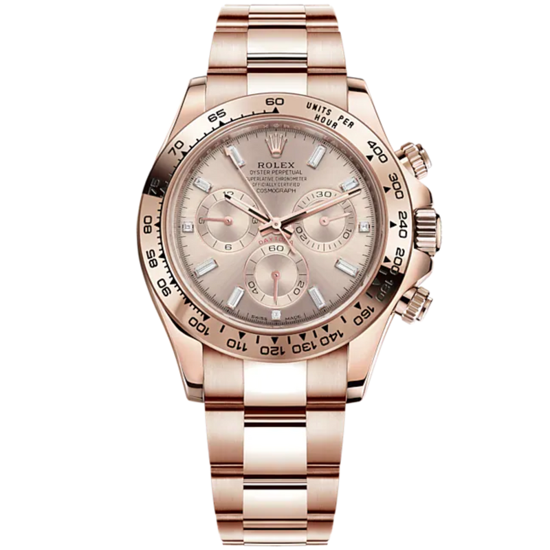 Cosmograph Daytona 40MM Oyster Bracelet Sundust Diamond-Set Dial 18 CT Everose Gold Bezel With Engraved Tachymetric Scale - Rolex