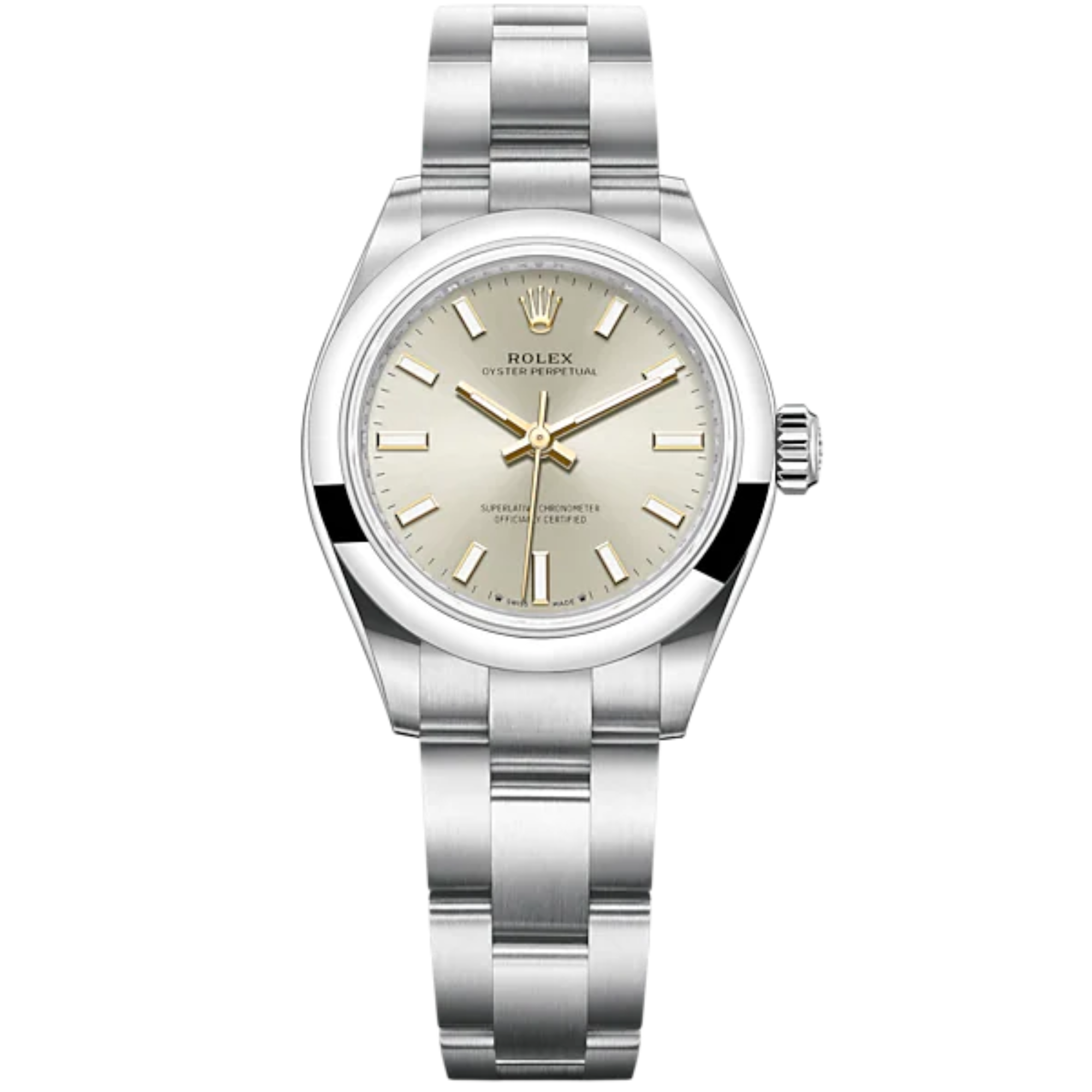 Oyster Perpetual 28 28MM Oyster Bracelet Silver Dial Domed Bezel - Rolex