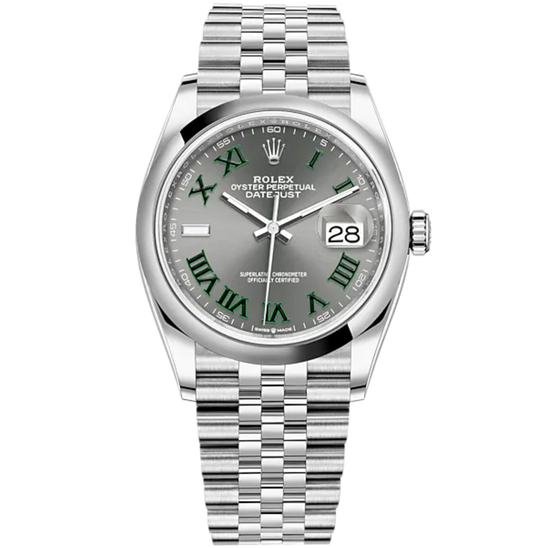 Datejust 36 36mm Oystersteel Jubilee Bracelet with Slate Dial Domed Bezel - Rolex
