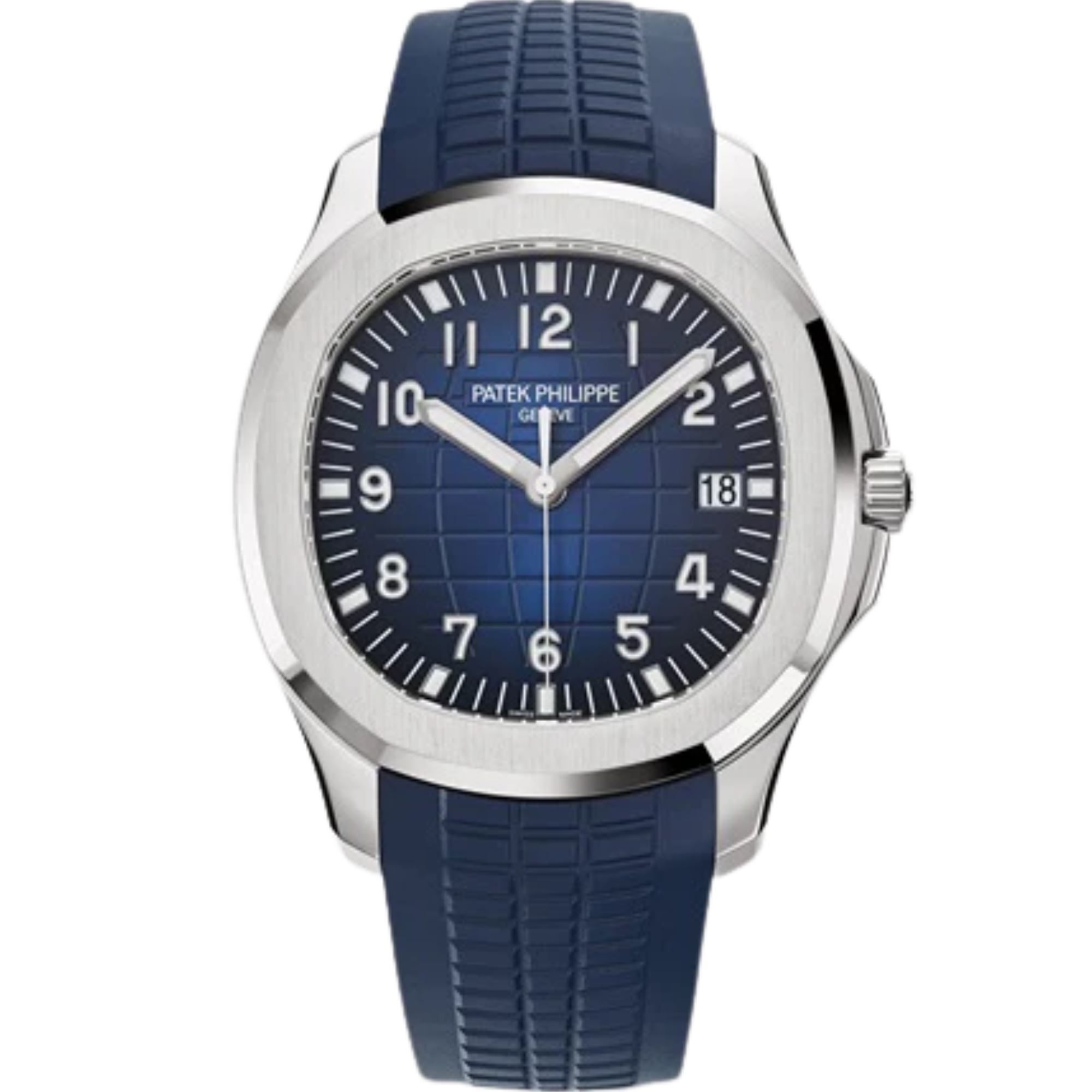 5168G-001 Aquanaut 42.2mm Midnight Blue Tropical Strap Blue-Black Gradated Embossed Dial White Gold Bezel - Patek Philippe