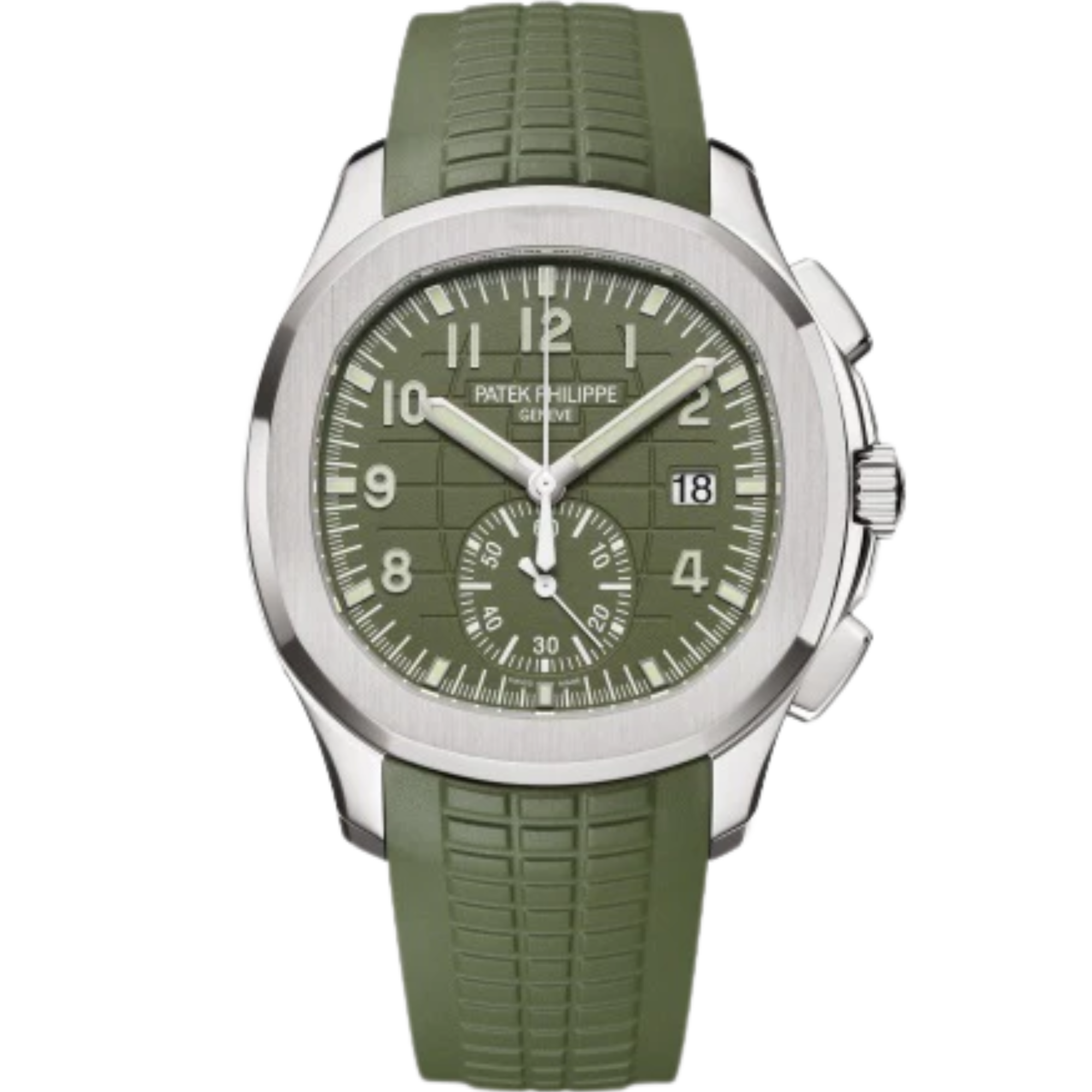 5968G-010 Aquanaut 42.2mm Khaki Green Strap Embossed Khaki Green Dial White Gold Bezel - Patek Philippe
