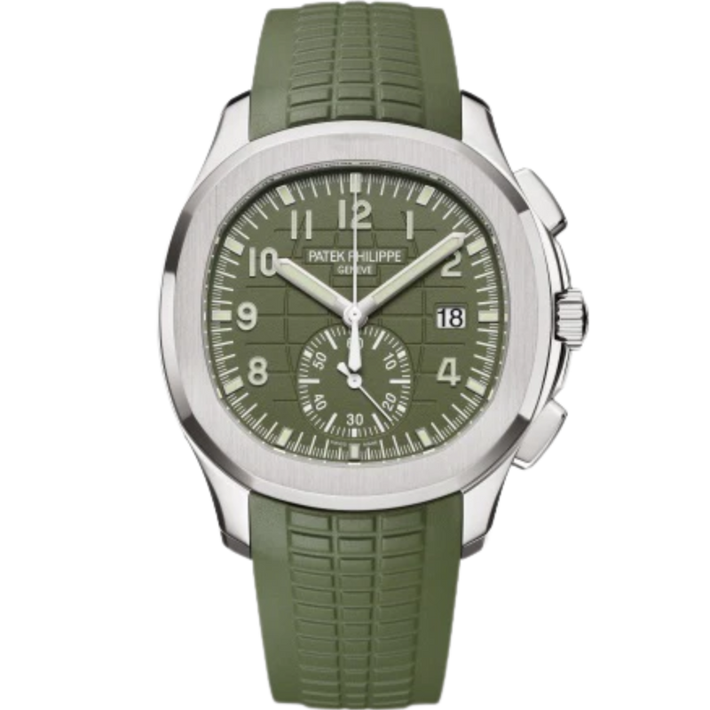 5968G-010 Aquanaut 42.2mm Khaki Green Strap Embossed Khaki Green Dial White Gold Bezel - Patek Philippe