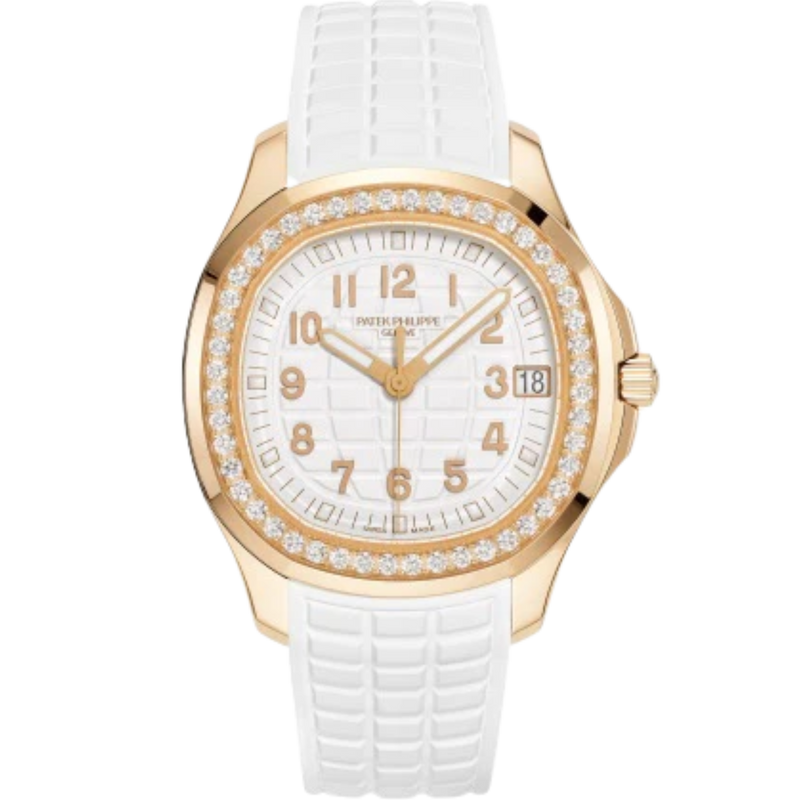Patek Philippe Aquanaut Ref. 5268/200R 38.8mm White Embossed Dial Diamond-paved Rose Gold Bezel - Patek Philippe