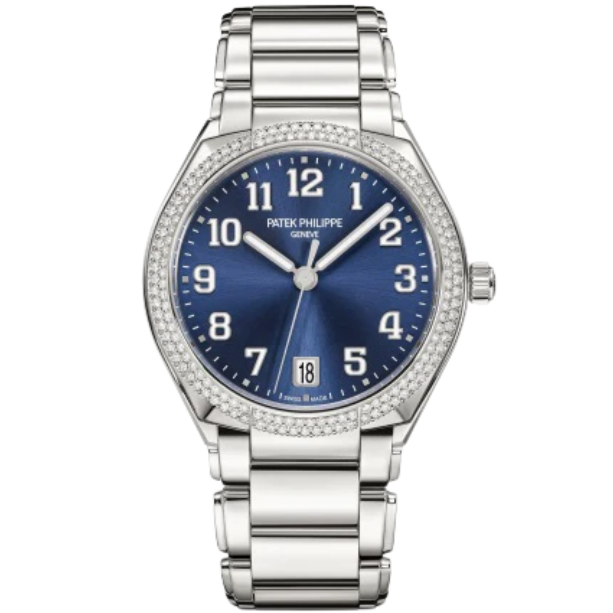 7300/1200A-001 Twenty~4 36mm Steel Bracelet Blue Sunburst Dial Diamond-set Steel Bezel - Patek Philippe
