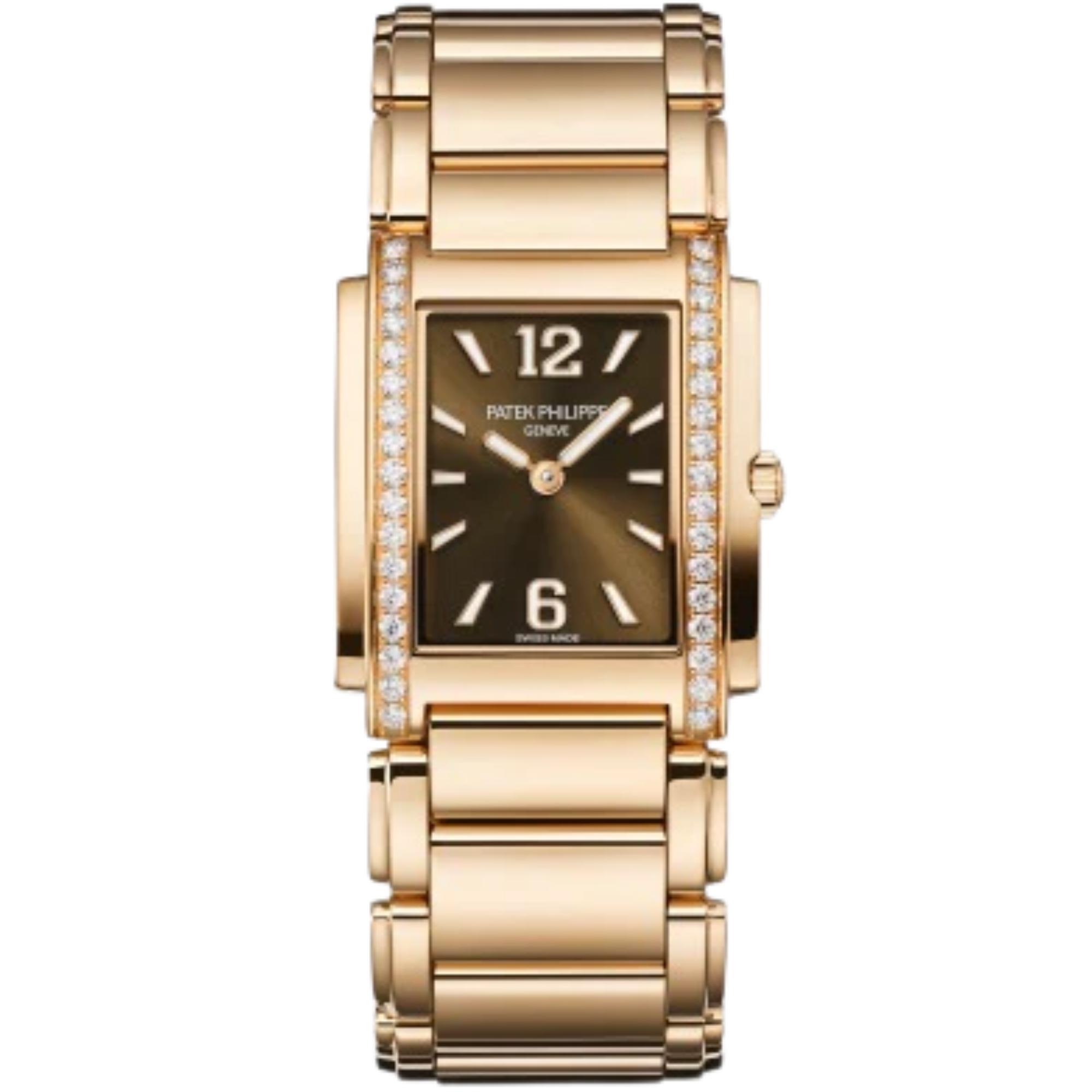 4910/1201R Twenty~4 Rose Gold Bracelet Chocolate Brown Sunburst Dial Diamond-set Rose Gold Bezel - Patek Philippe
