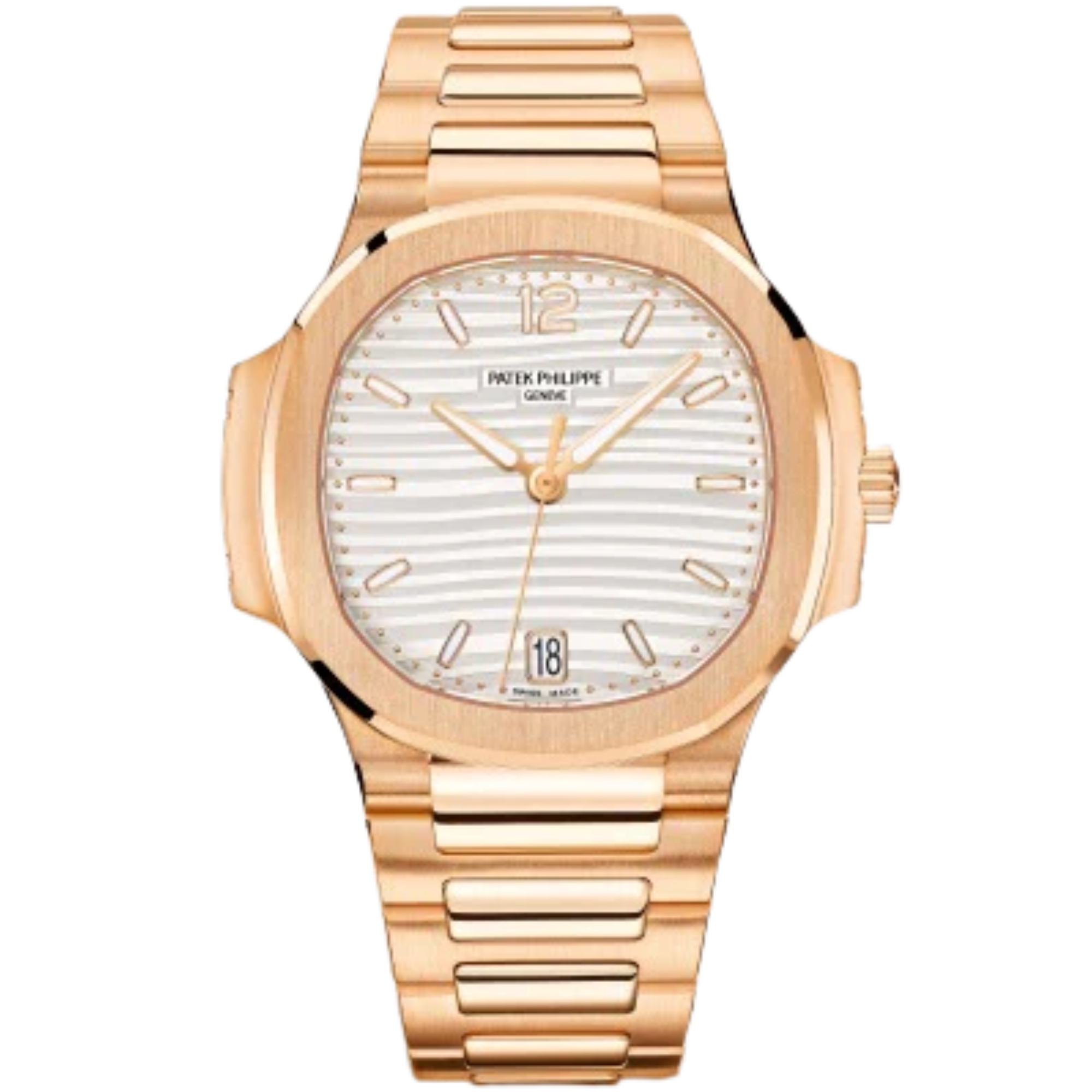 7118/1R Nautilus Ladies 35.2mm Rose Gold Bracelet Silvery Opaline Dial Rose Gold Plain Bezel - Patek Philippe