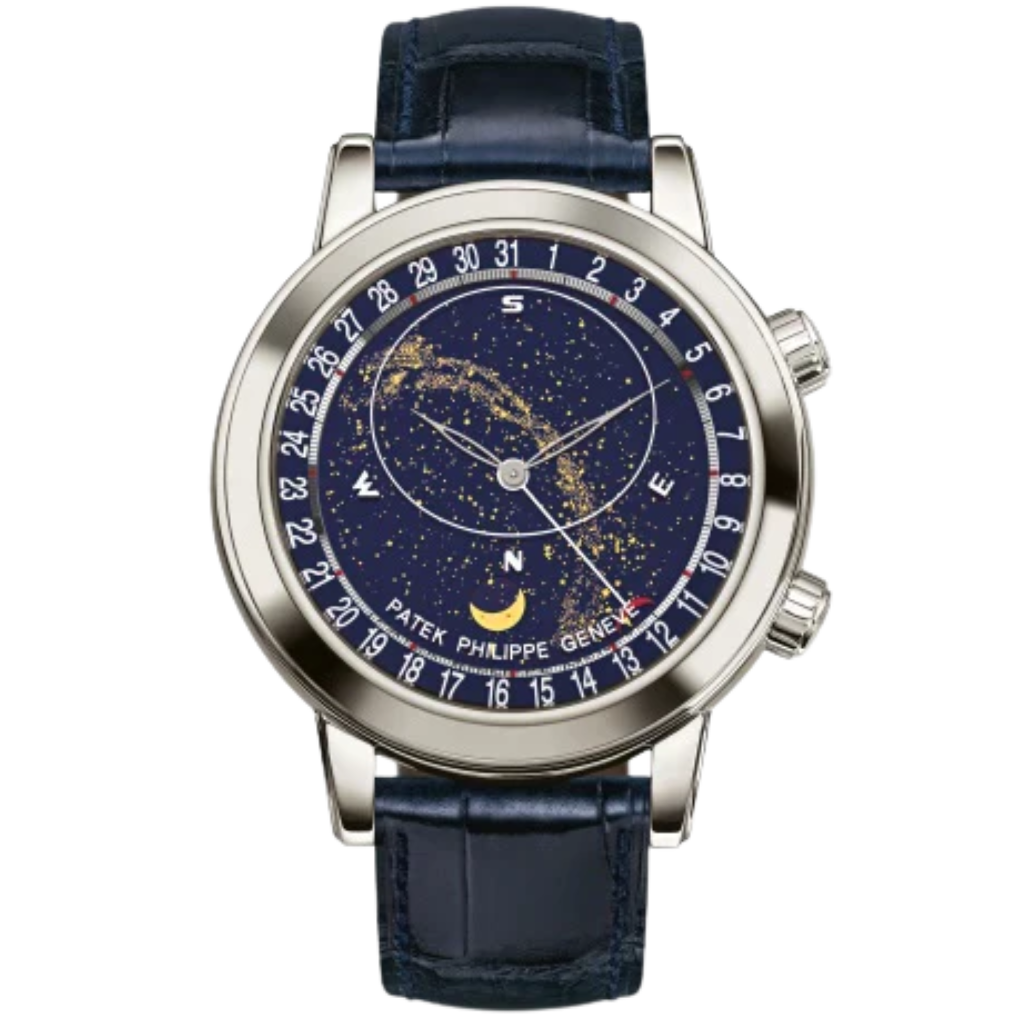 6102P Grand Complications 44mm Shiny Navy Blue Alligator Strap Metalized Sapphire-Crystal Dial Platinum Bezel - Patek Philippe