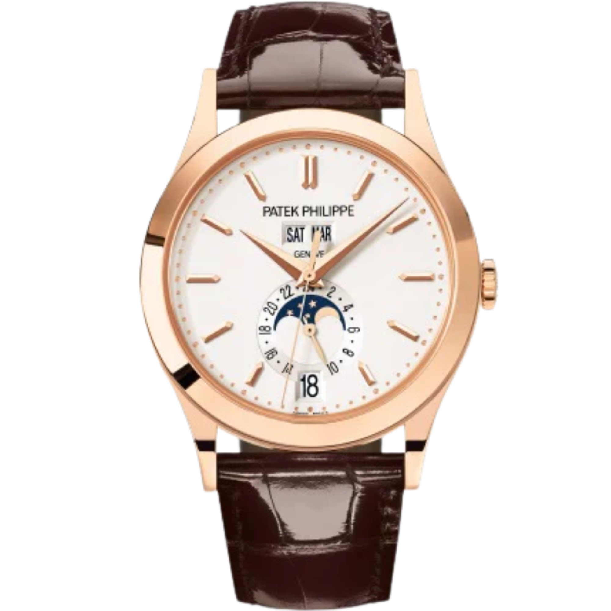 5396R-011 Complications 38.5mm Shiny Chocolate Brown Alligator Strap Silvery Opaline Dial Rose Gold Bezel - Patek Philippe