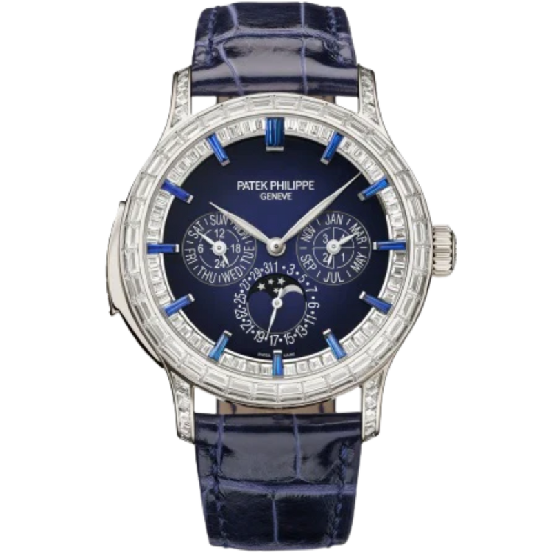 5374/300P Grand Complications 42mm Shiny Dusk Blue Alligator Leather Strap Blue Lacquered Gradient-Black Dial Sapphire Flange Diamond-set Platinum Bezel - Patek Philippe