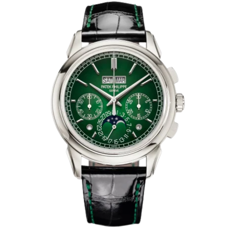 5270P Grand Complications 41mm Shiny Black Alligator Leather Strap Lacquered Green Gradient-Black Dial Platinum Bezel - Patek Philippe