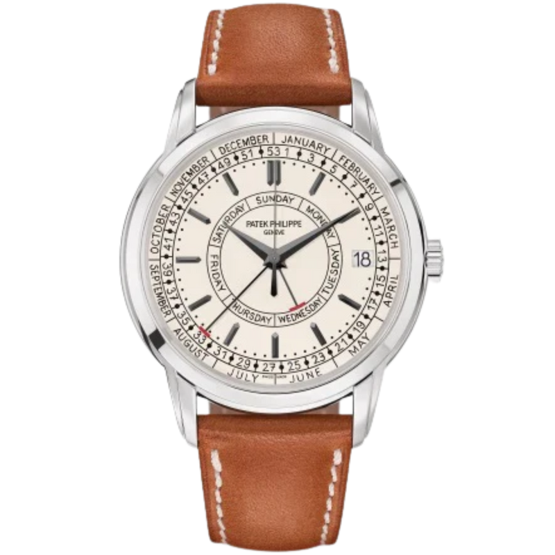 Patek Philippe Calatrava Ref. 5212A Complications 40mm Light Brown Strap Silver Opaline Dial - Patek Philippe