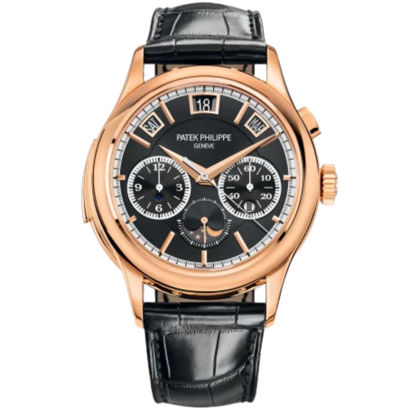 5208R-001 Grand Complications 42mm Matte Black Alligator Strap Ebony Black Sunburst Dial Rose Gold Bezel - Patek Philippe