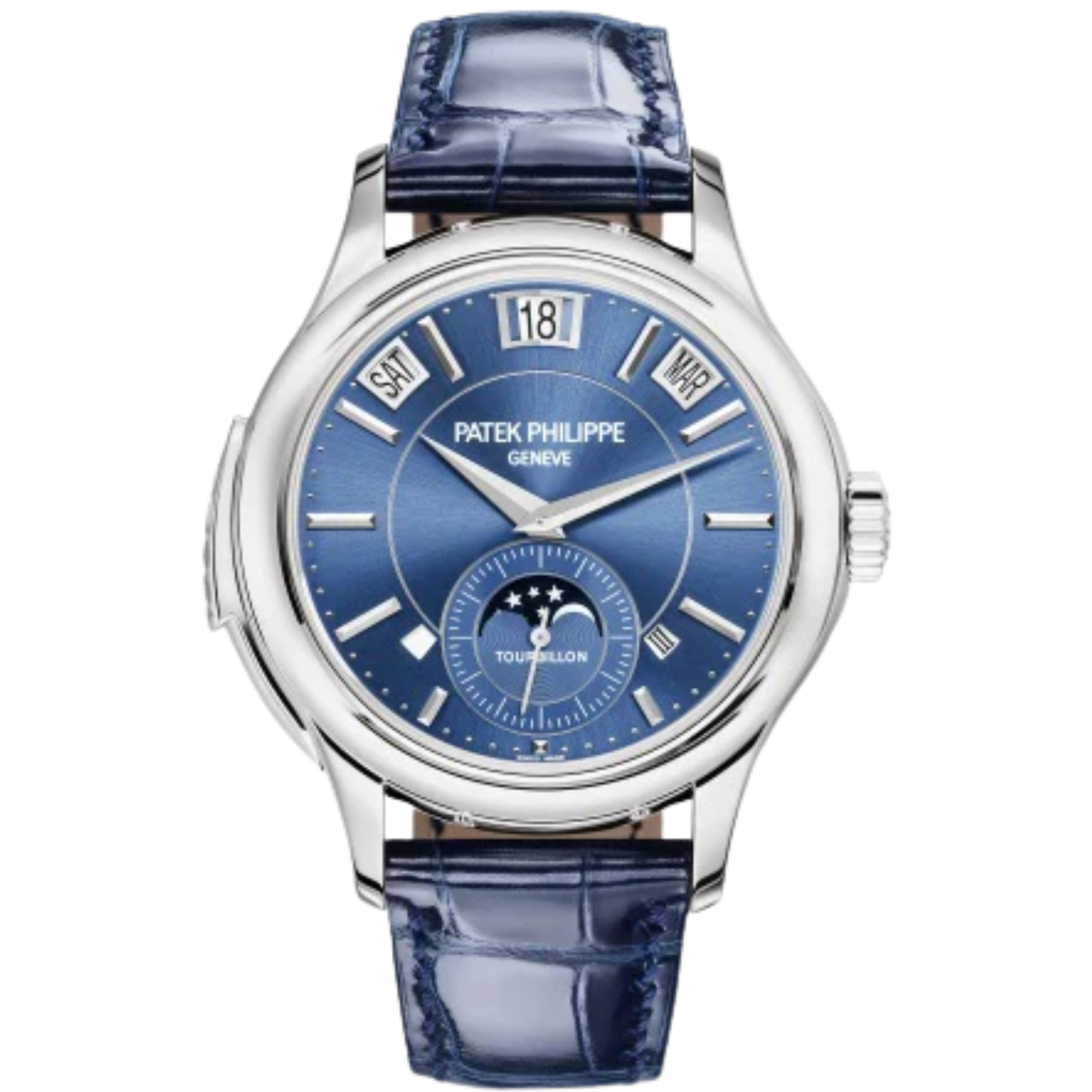 5207G Grand Complications 41mm Shiny Navy Blue Alligator Strap Royal Blue Sunburst Dial White Gold Bezel - Patek Philippe