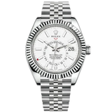 Sky-Dweller 42mm Jubilee Bracelet Oystersteel and White Gold with Intense White Dial Fluted Bezel