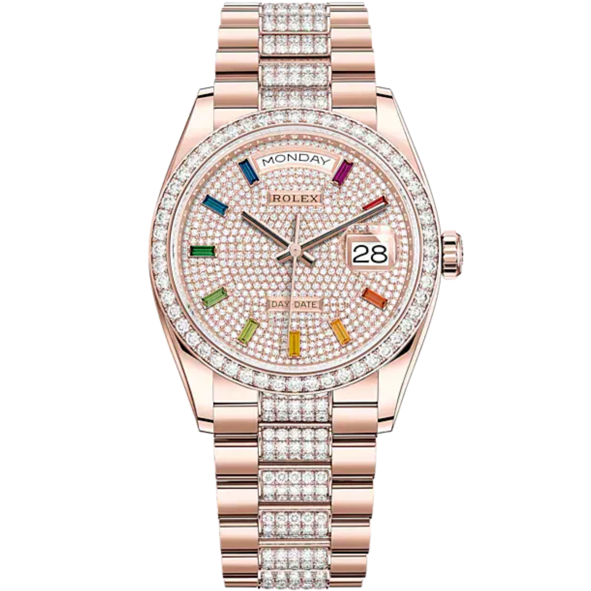 Day-Date 36 36mm Diamond-Set President Bracelet and 18 KT Everose Gold with Diamond-Paved Dial Diamond-Set Bezel - Rolex