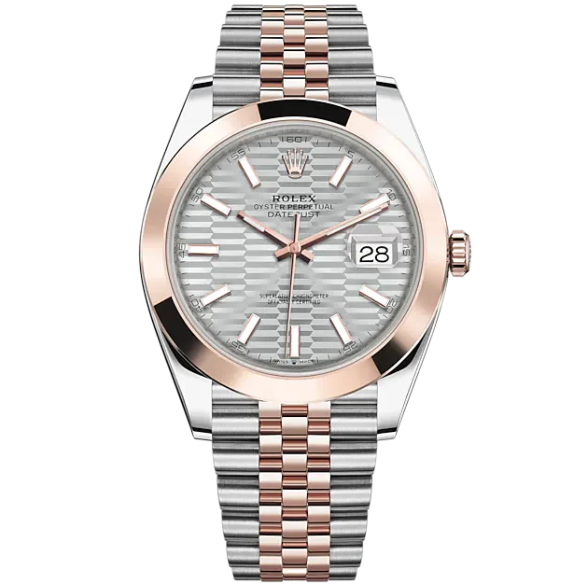 Datejust 41 41mm Jubilee Bracelet Oystersteel and Everose Gold with Silver Fluted-Motif Dial Everose Gold Bezel - Rolex