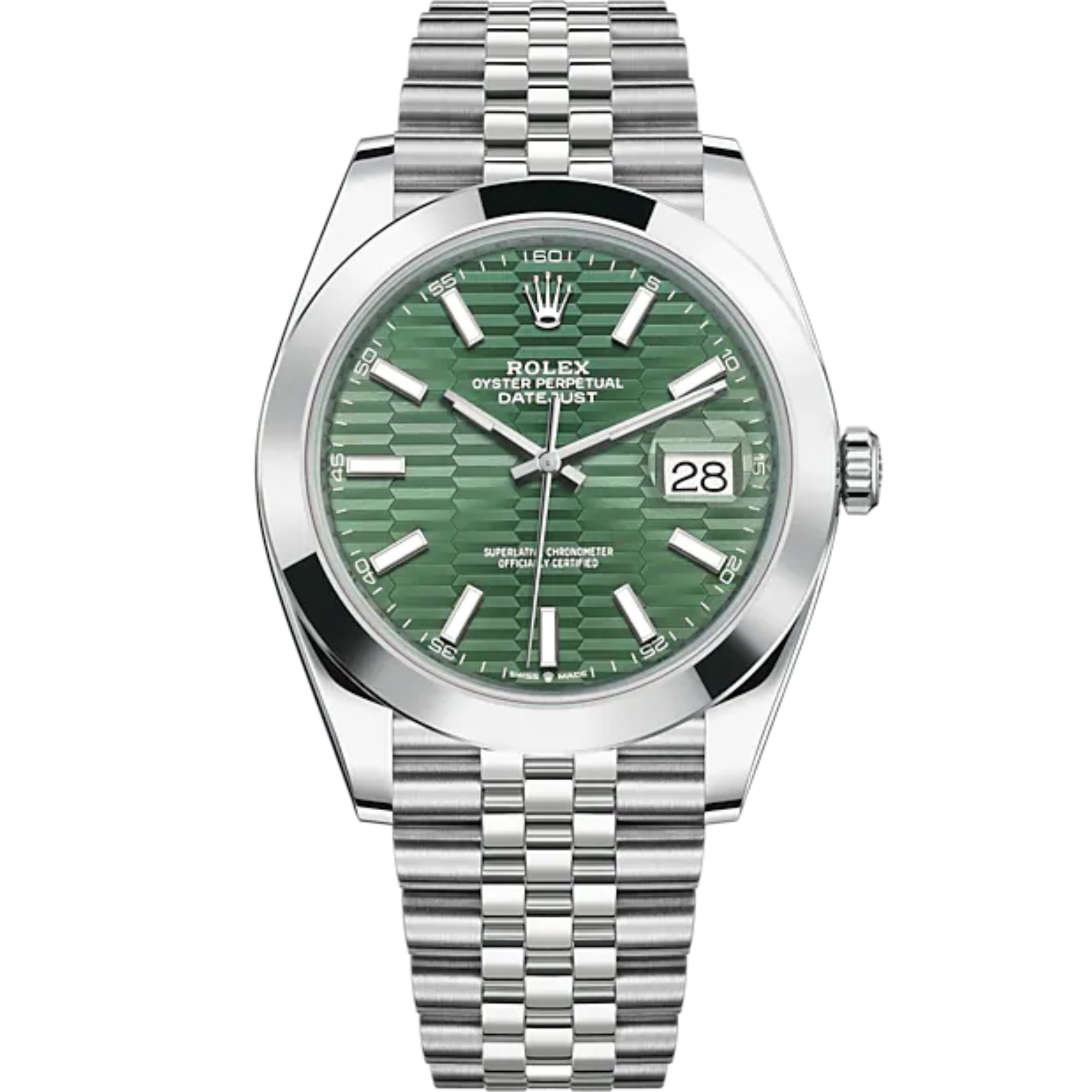 Datejust 41 41mm Jubilee Bracelet Oystersteel with Mint Green Fluted-Motif Dial Oystersteel Bezel - Rolex