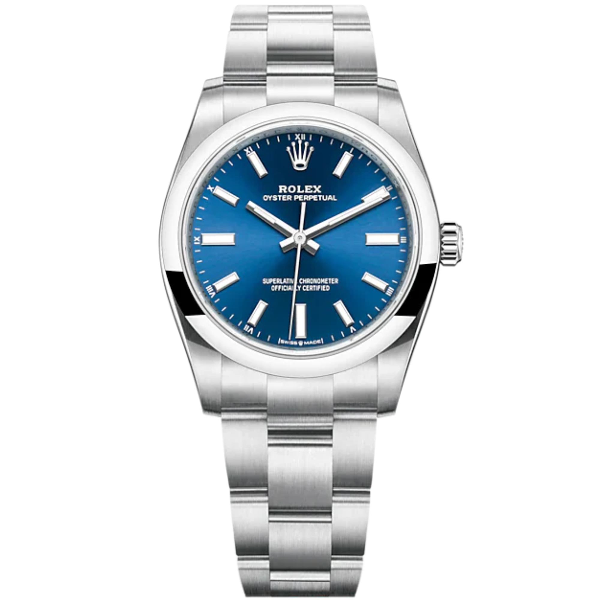 Oyster Perpetual 34 34MM Oyster Bracelet Bright Blue Dial Domed Bezel - Rolex