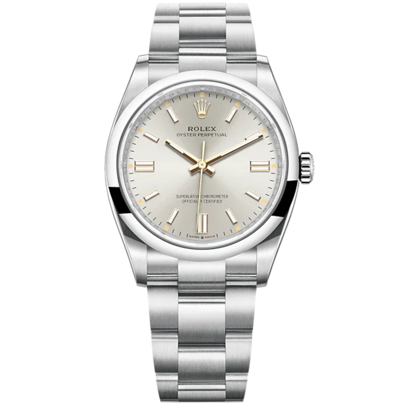 Oyster Perpetual 36 36MM Oyster Bracelet Silver Dial Domed Bezel - Rolex