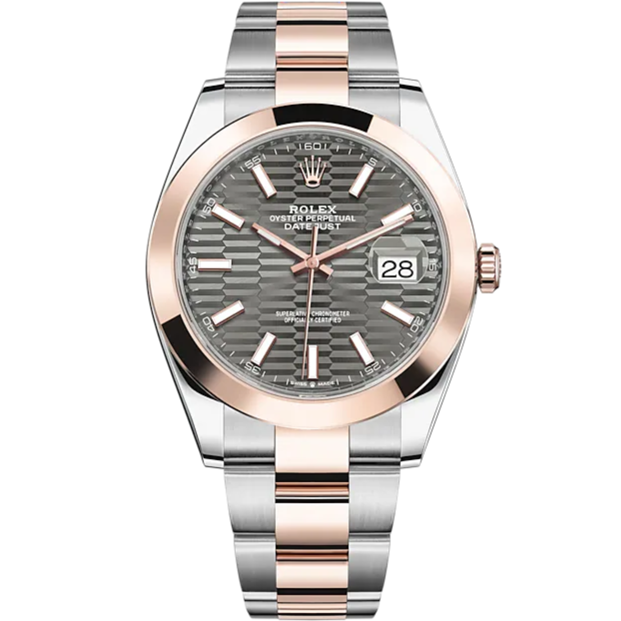 Datejust 41 41mm Oyster Bracelet Oystersteel and Everose Gold with Slate Fluted-Motif Dial Everose Gold Bezel - Rolex