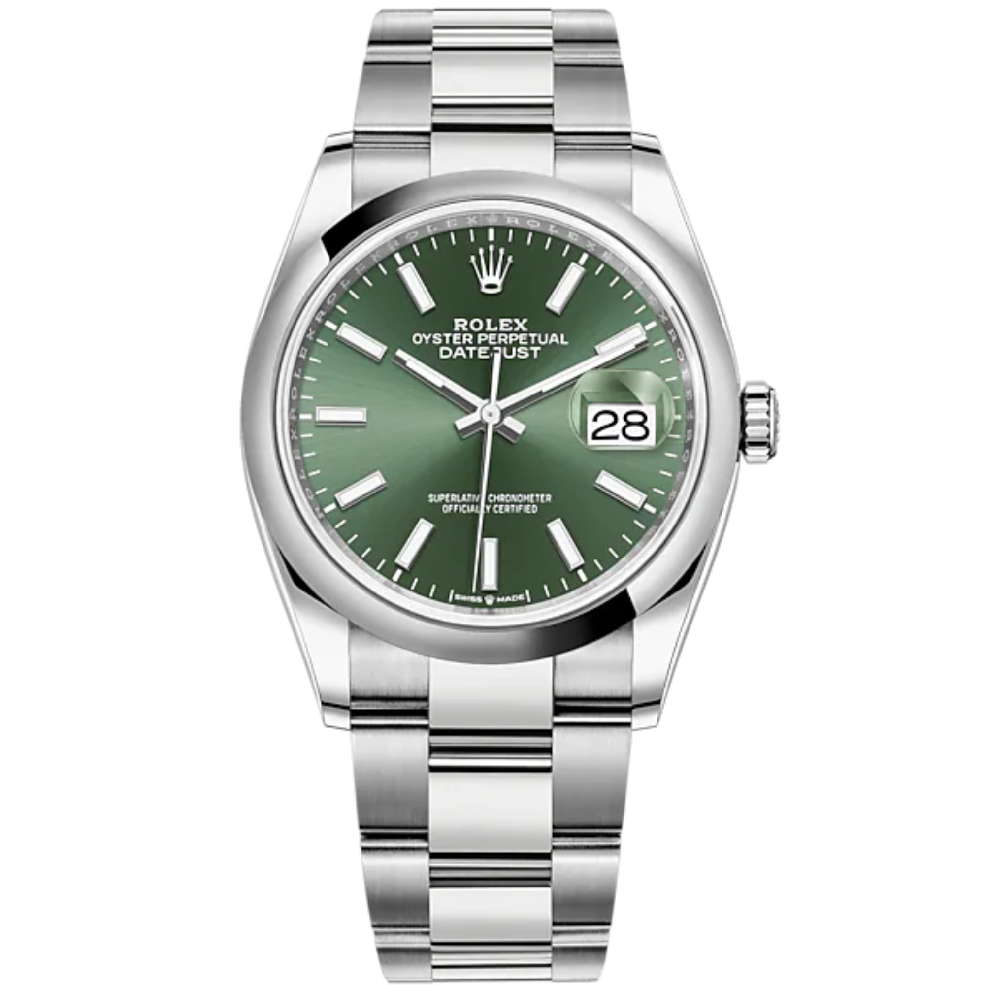 Datejust 36 36mm Oystersteel Oyster Bracelet Mint Green Dial Domed Bezel - Rolex