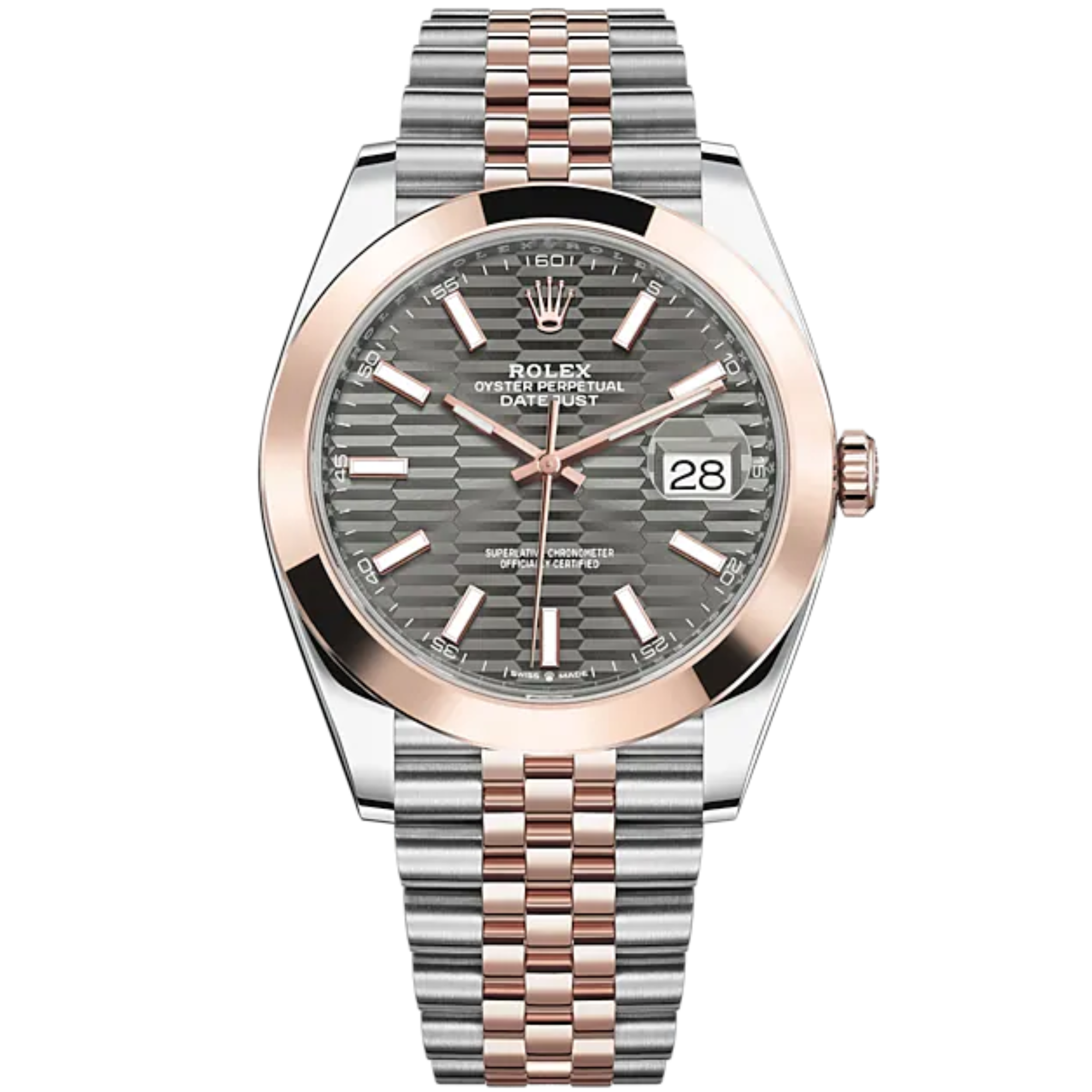 Datejust 41 41mm Jubilee Bracelet Oystersteel and Everose Gold with Slate Fluted-Motif Dial Everose Gold Bezel - Rolex