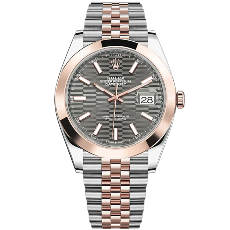 Datejust 41 41mm Jubilee Bracelet Oystersteel and Everose Gold with Slate Fluted-Motif Dial Everose Gold Bezel - Rolex