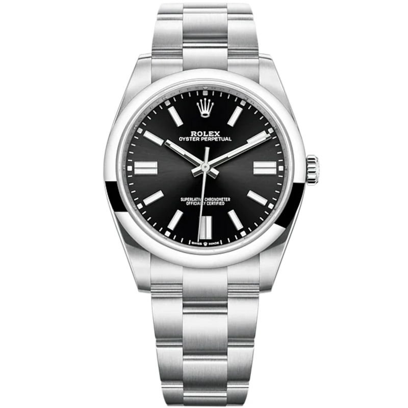 Oyster Perpetual 41 41MM Oyster Bracelet Bright Black Dial Domed Bezel - Rolex