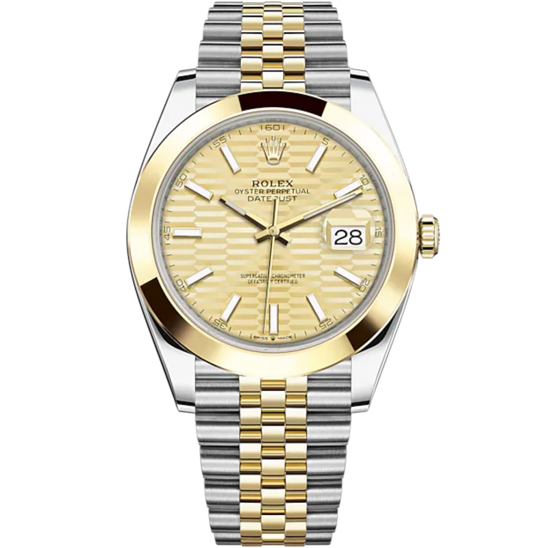 Datejust 41 41mm Jubilee Bracelet Oystersteel and Yellow Gold with Golden Fluted-Motif Dial Yellow Gold Bezel - Rolex