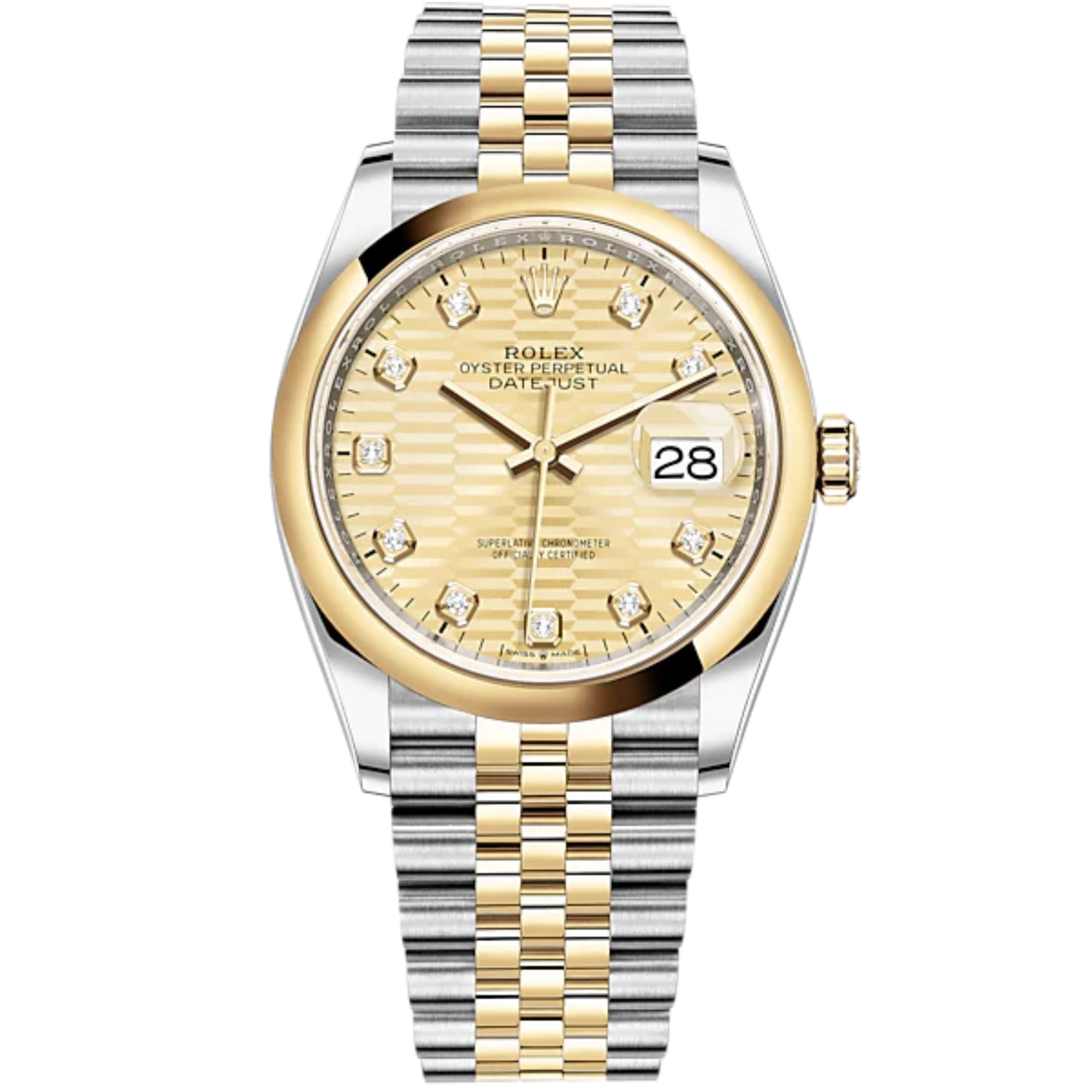 Datejust 36 36mm Oystersteel and Yellow Gold Jubilee Bracelet Golden Fluted-Motif Diamond-set Dial Domed Bezel - Rolex