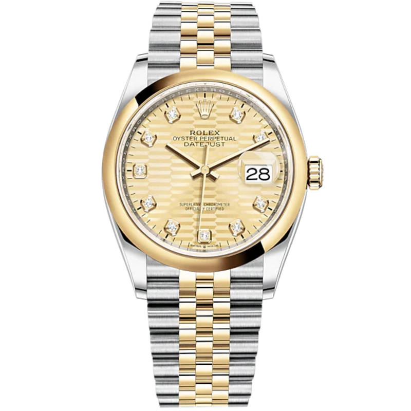 Datejust 36 36mm Oystersteel and Yellow Gold Jubilee Bracelet Golden Fluted-Motif Diamond-set Dial Domed Bezel - Rolex