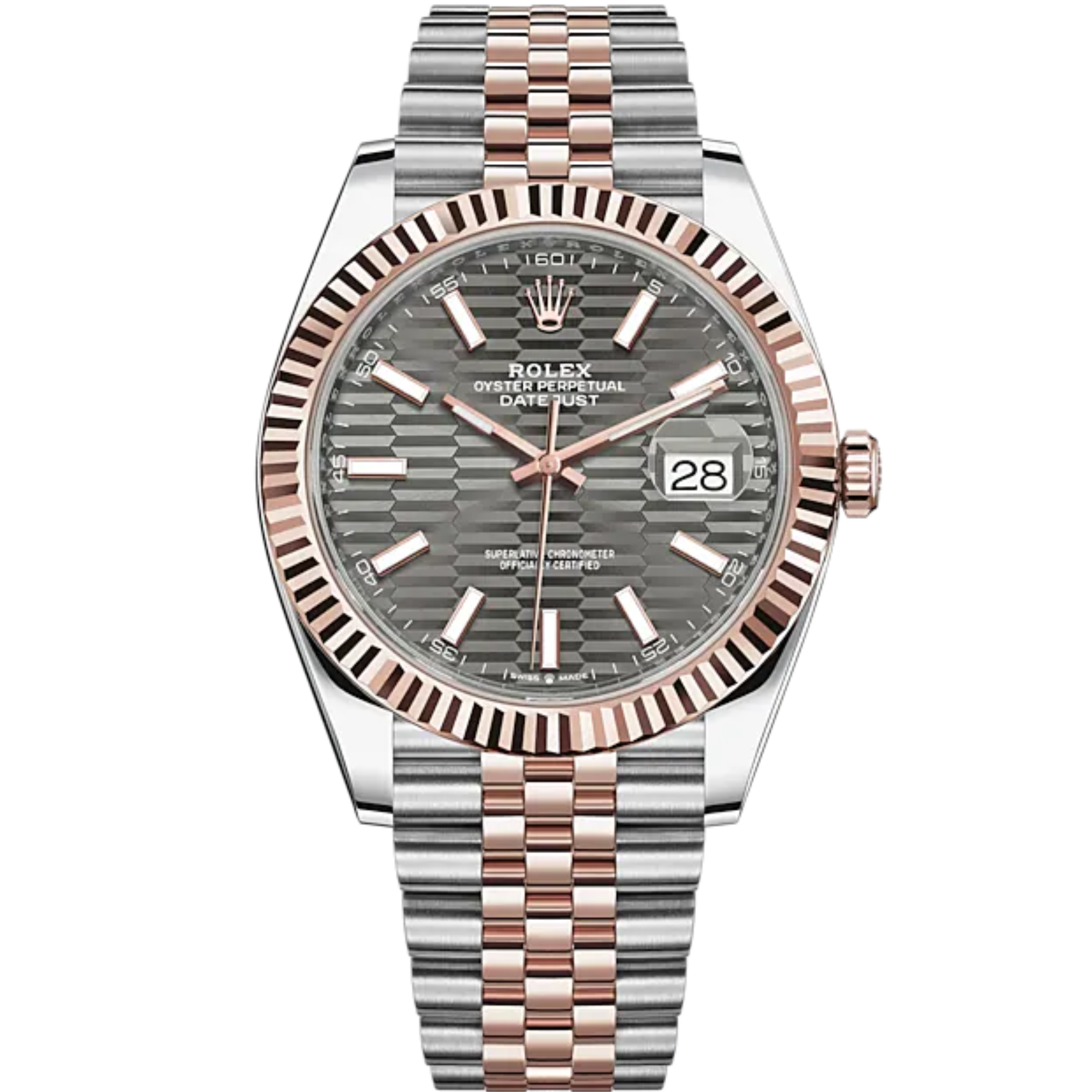 Datejust 41 41mm Jubilee Bracelet Oystersteel and Everose Gold with Slate Fluted-Motif Dial Fluted Bezel - Rolex