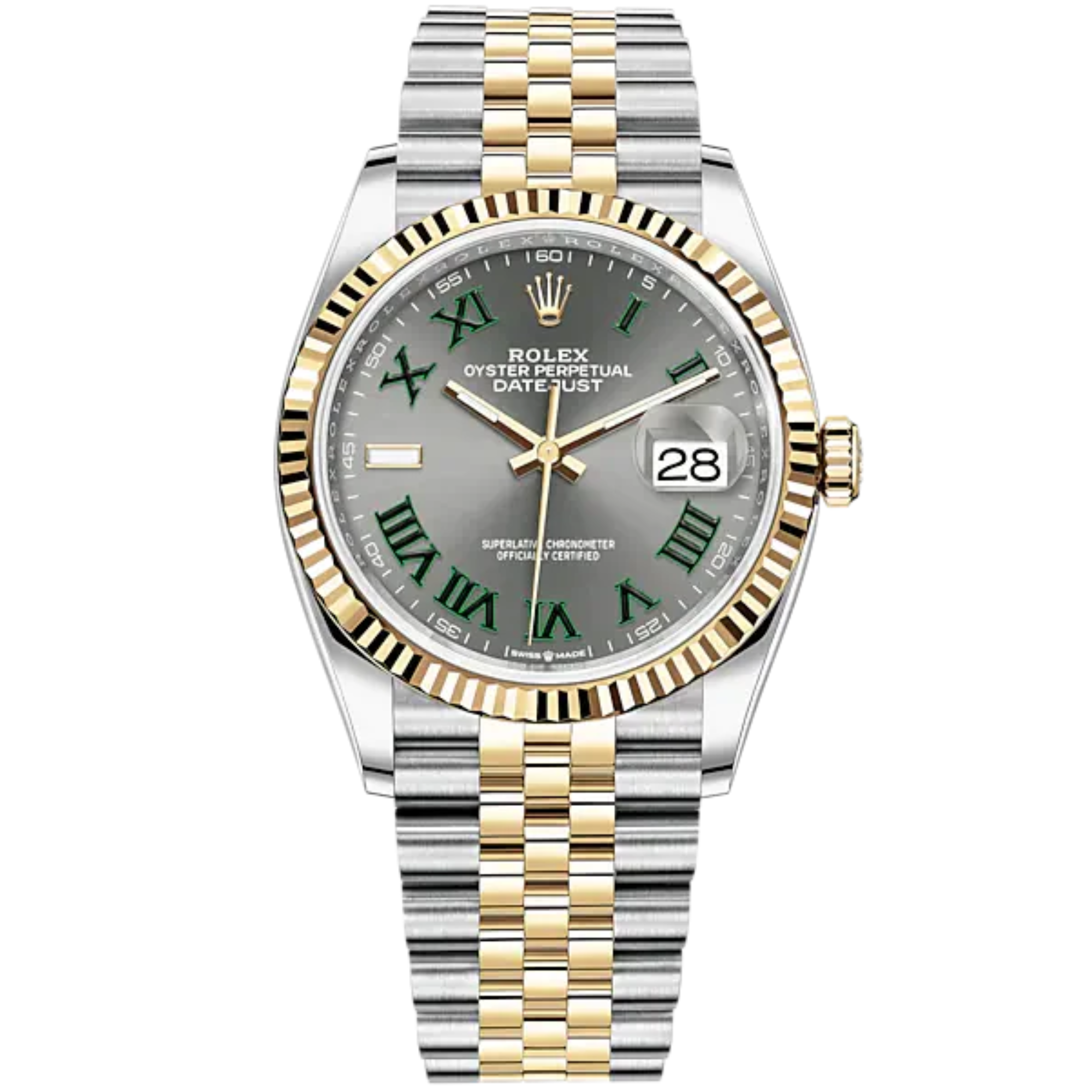 Datejust 36 36mm Oystersteel and Yellow Gold Jubilee Bracelet Slate Dial Fluted Bezel - Rolex