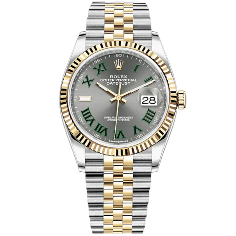 Datejust 36 36mm Oystersteel and Yellow Gold Jubilee Bracelet Slate Dial Fluted Bezel - Rolex