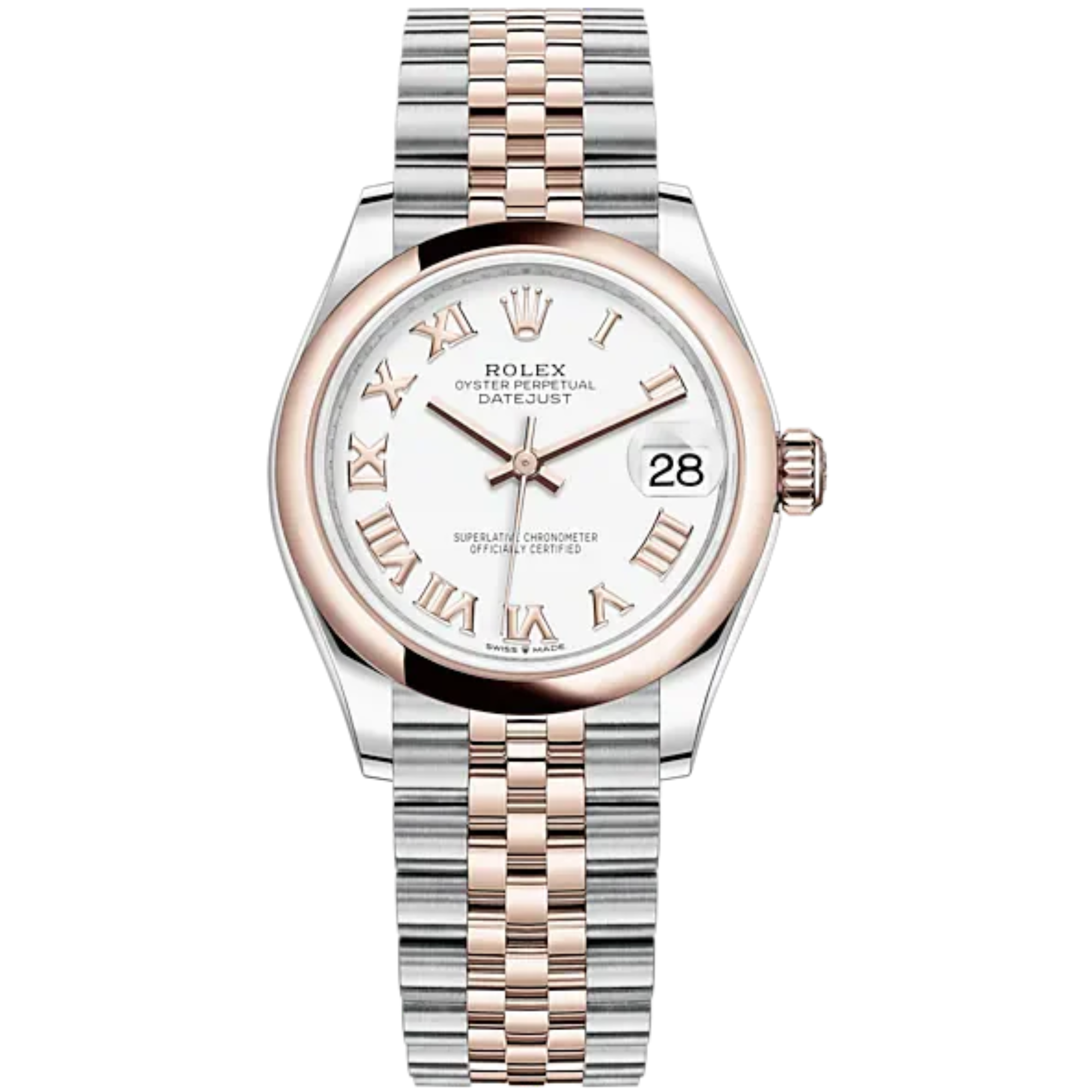 Datejust 31 31mm Jubilee Bracelet Oystersteel and Everose Gold with White Dial Everose Gold Bezel - Rolex