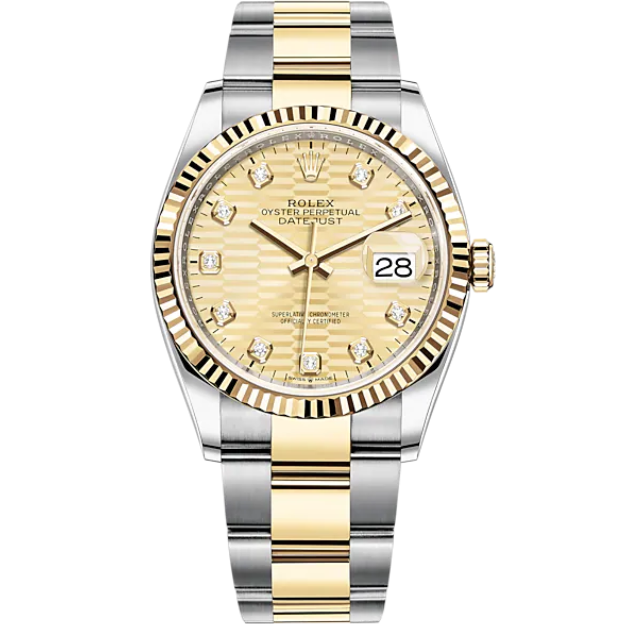Datejust 36 36mm Oystersteel and Yellow Gold Oyster Bracelet Golden Fluted-Motif Diamond-set Dial Fluted Bezel - Rolex