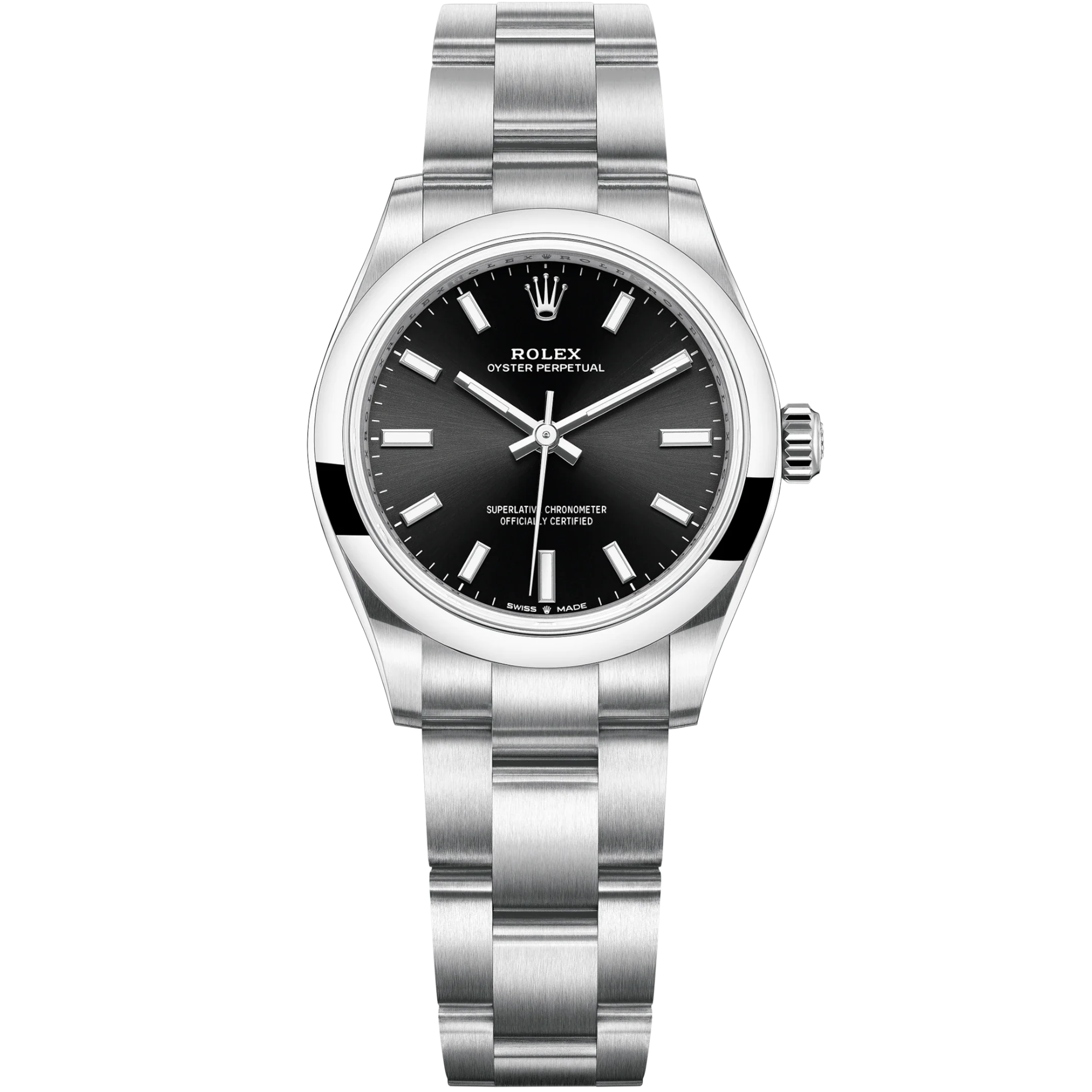 Oyster Perpetual 31 31MM Oyster Bracelet Bright Black Dial Domed Bezel - Rolex