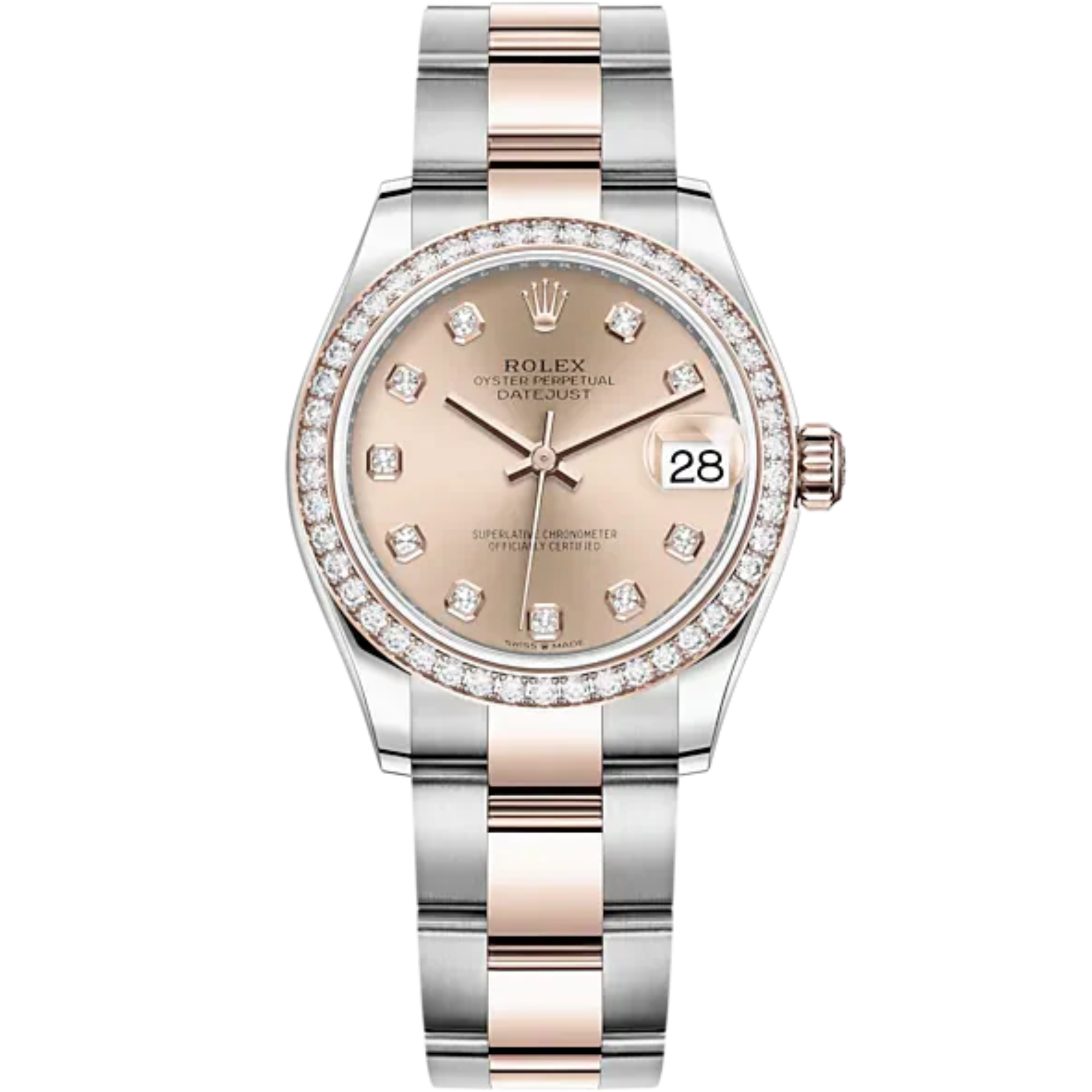 Datejust 31 31mm Oyster Bracelet Oystersteel and Everose Gold Rosé Colour Diamond-Set Dial Diamond-Set Bezel - Rolex