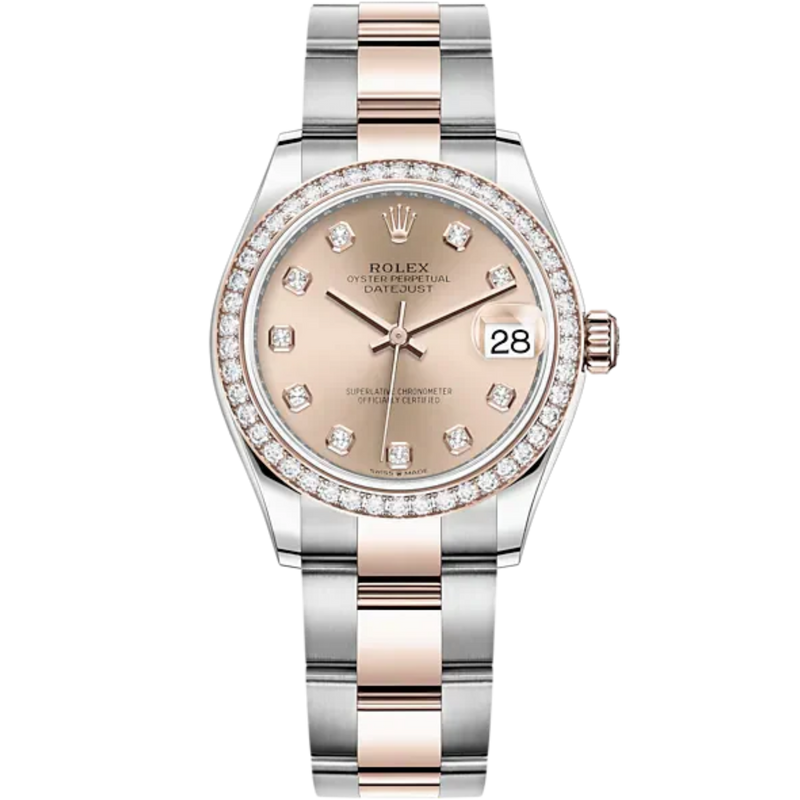 Datejust 31 31mm Oyster Bracelet Oystersteel and Everose Gold Rosé Colour Diamond-Set Dial Diamond-Set Bezel - Rolex