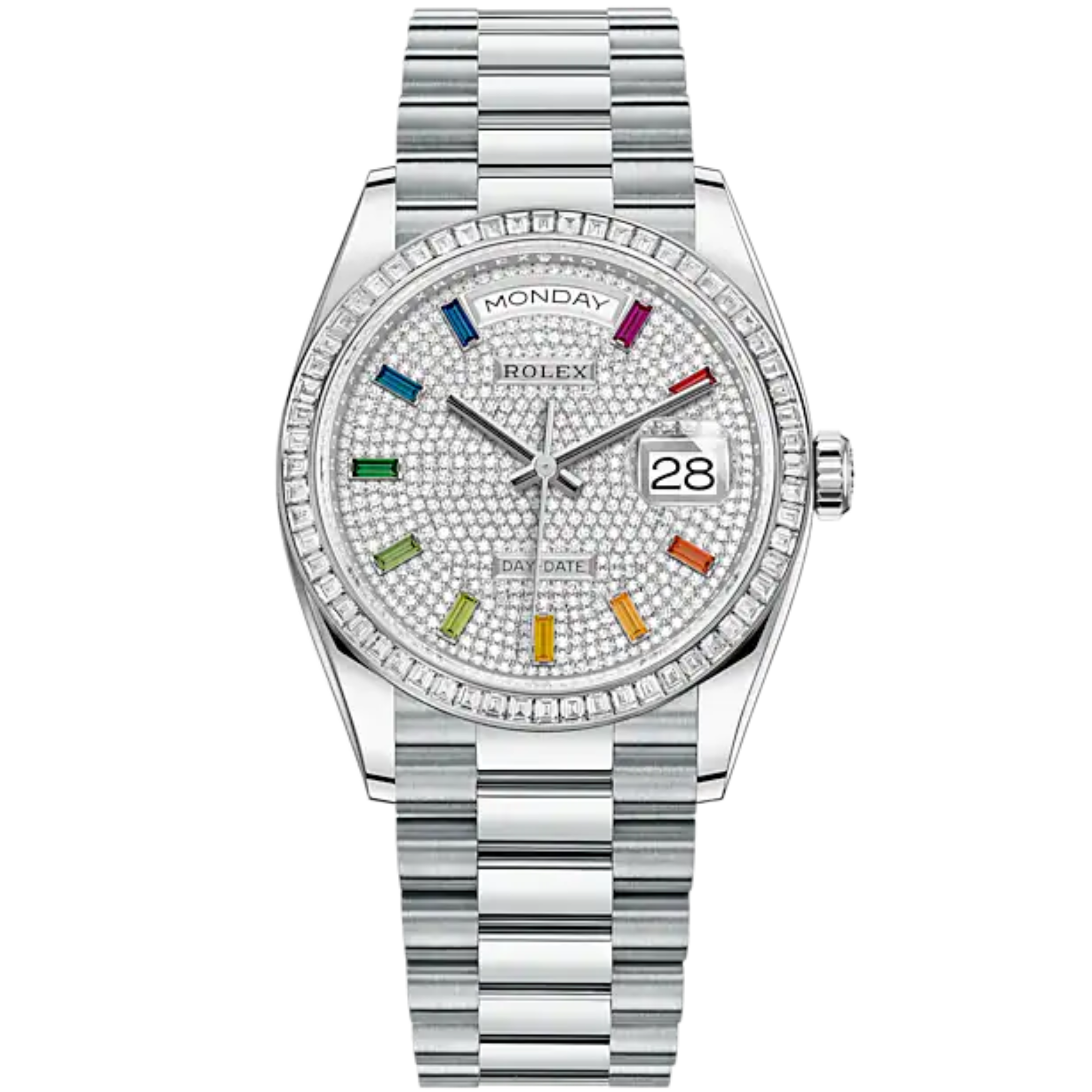 Day-Date 36 36mm President Bracelet and Platinum with Diamond-Paved Dial Diamond-Set Bezel - Rolex