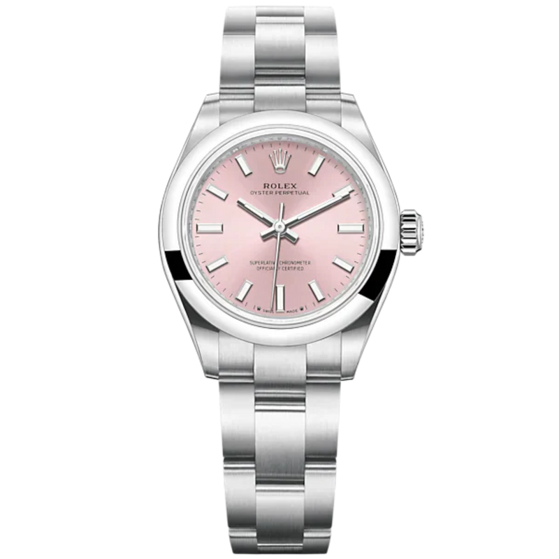 Oyster Perpetual 28 28MM Oyster Bracelet Pink Dial Domed Bezel - Rolex
