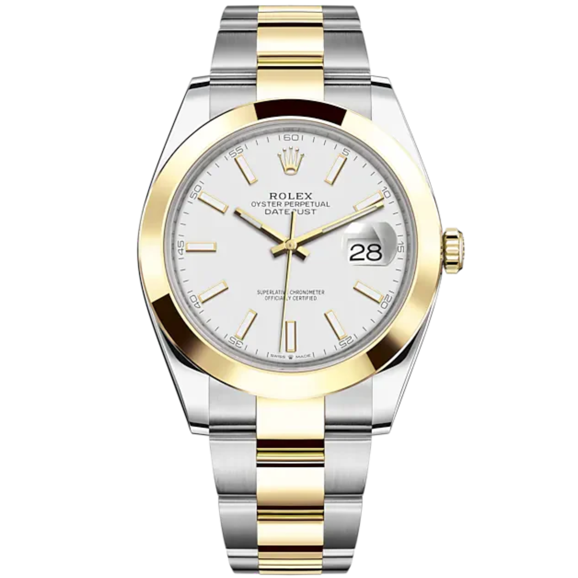 Datejust 41 41mm Oyster Bracelet Oystersteel and Yellow Gold with White Dial Yellow Gold Bezel - Rolex