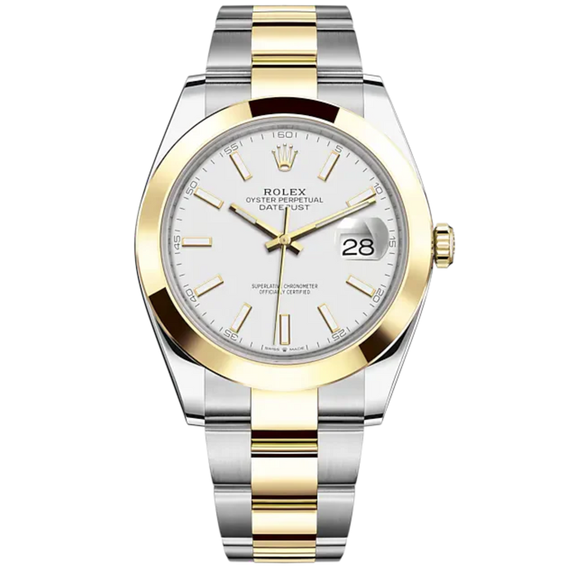 Datejust 41 41mm Oyster Bracelet Oystersteel and Yellow Gold with White Dial Yellow Gold Bezel - Rolex