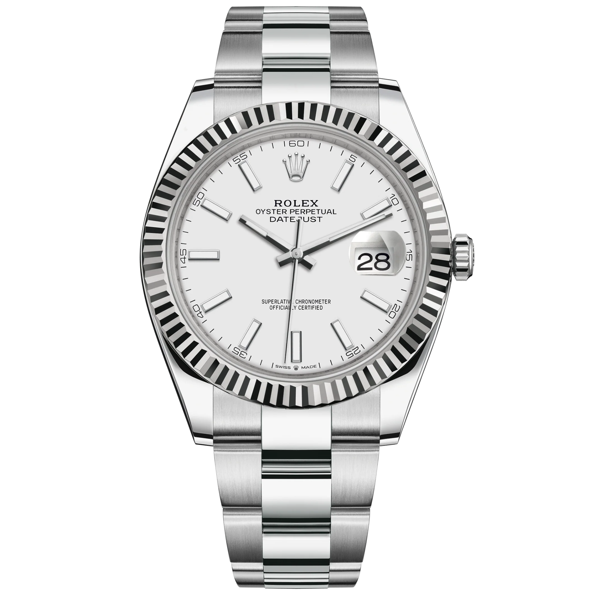 Rolex Datejust Ref. 126334 41MM Stainless Steel White Index Dial on Oyster Fluted Bezel - Rolex