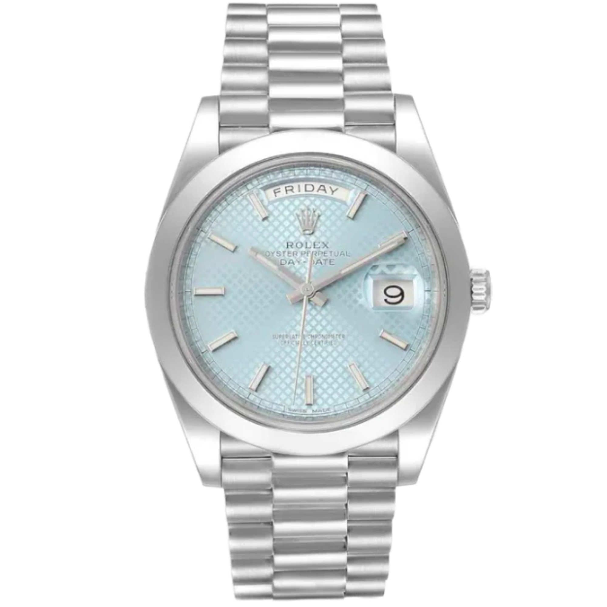 Rolex Day Date Ref. 228206 Platinum Blue Motif Stick Dial - Rolex